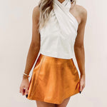 Cream Faux Leather Top