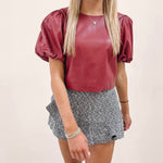 Diana Leather Puff Top