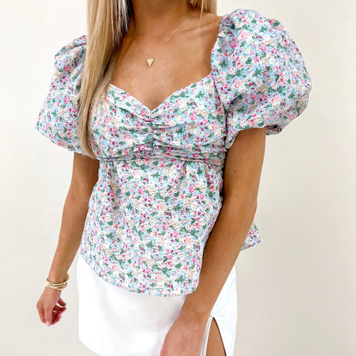Floral Puff Top