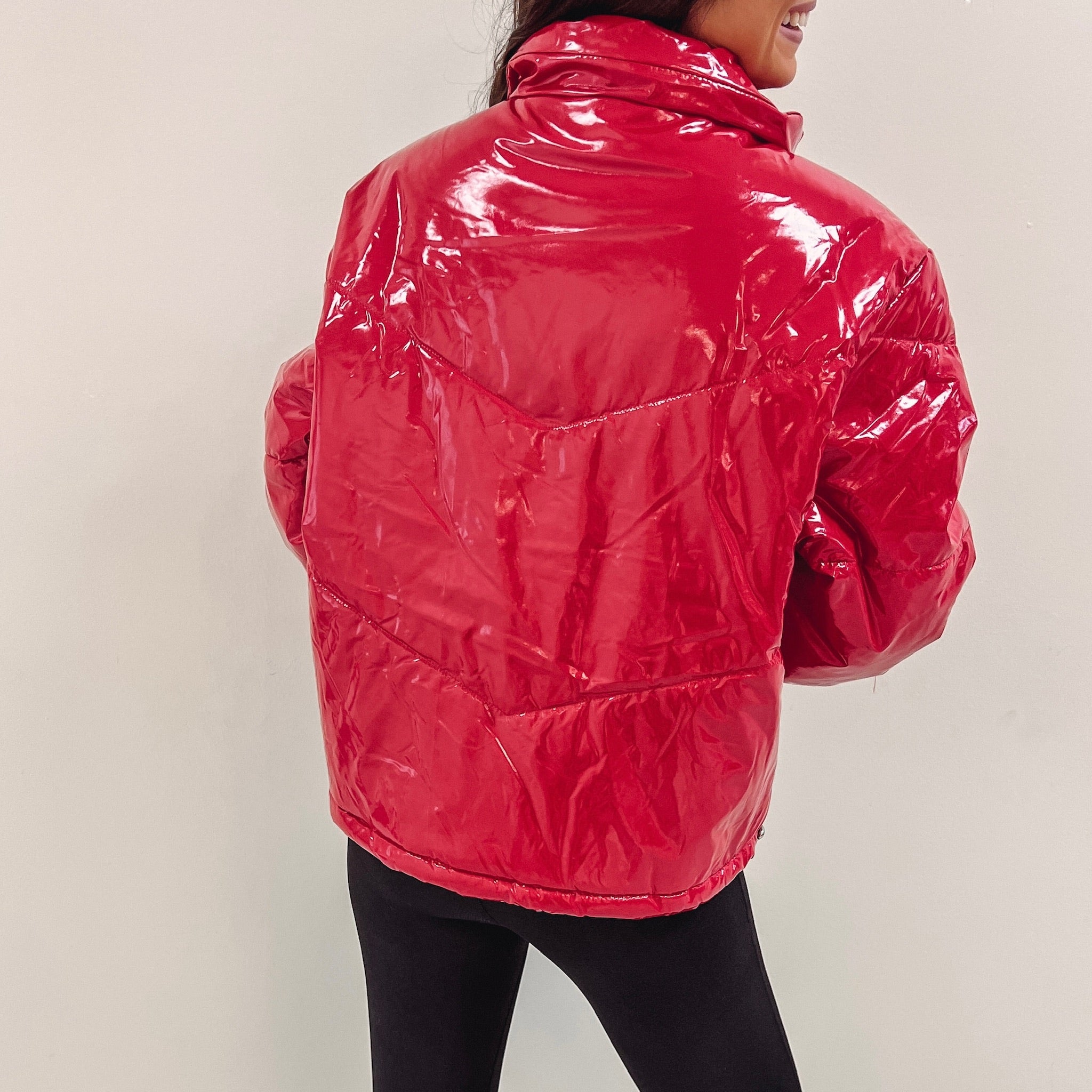 Red Liquid Leather Jacket – Indie Collection