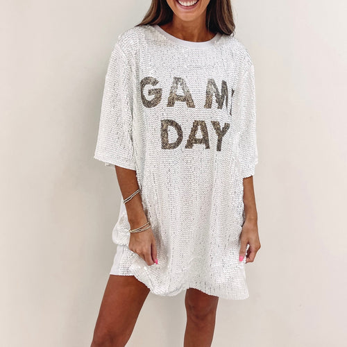 Game Day Sparkle Jersey - Gold/White