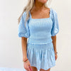 Light Blue Rhinestone Smocked Top - Queen of Sparkles
