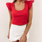 Ribbed Knit Top - Red