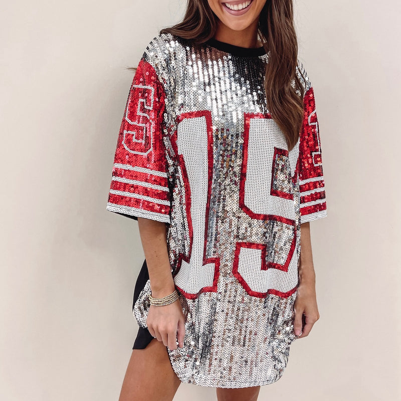 Red/Silver Sparkle Jersey