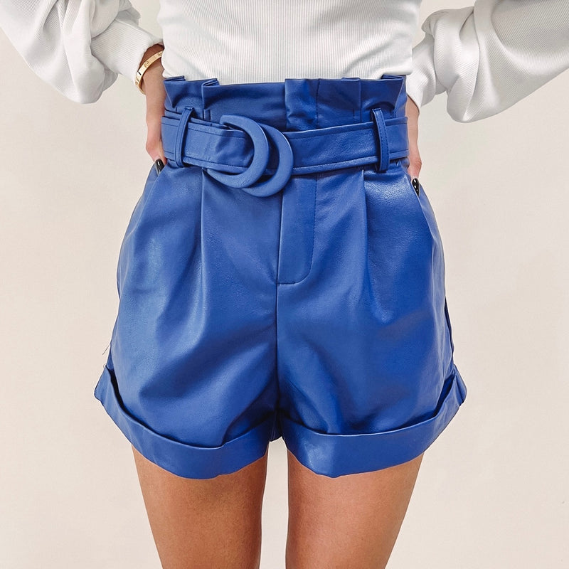 Jaylee Blue Leather Shorts