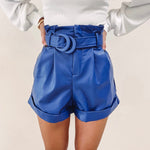 Jaylee Blue Leather Shorts