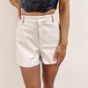 Kendall Cream Leather Shorts