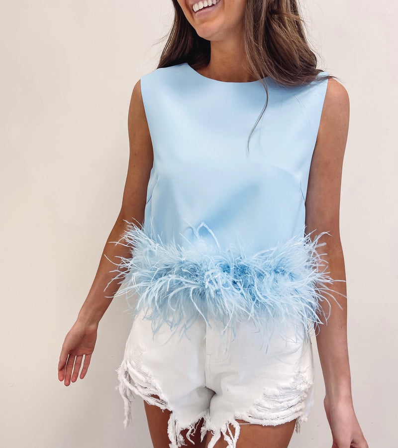 Blue Feather Top