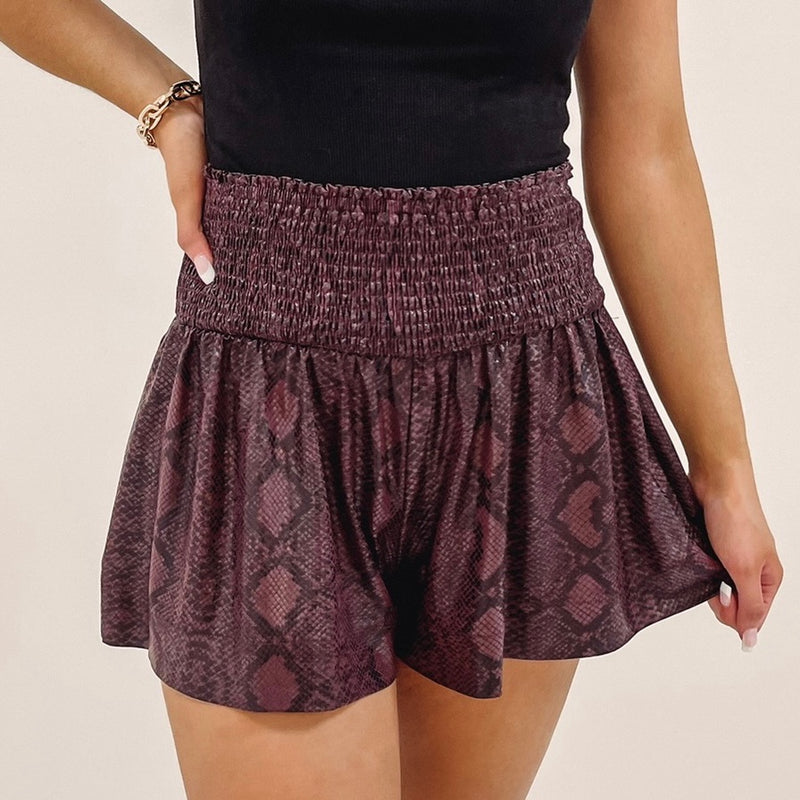 Burgundy Snakeprint Adair Shorts