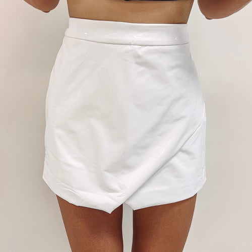 White Liquid Leather Skirt