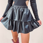 Savannah Leather Ruffle Skirt