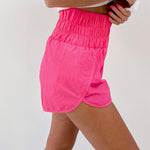 Smocked Athletic Shorts - Hot Pink