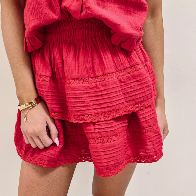 Milan Ruffle Skirt - Red
