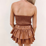 Carla Bow Top - Brown Leather