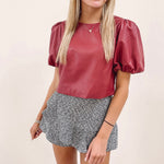 Diana Leather Puff Top