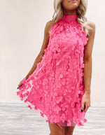 3D Pink Floral Dress