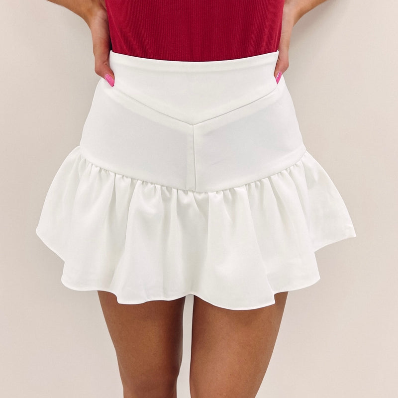 Claire White Ruffle Skirt