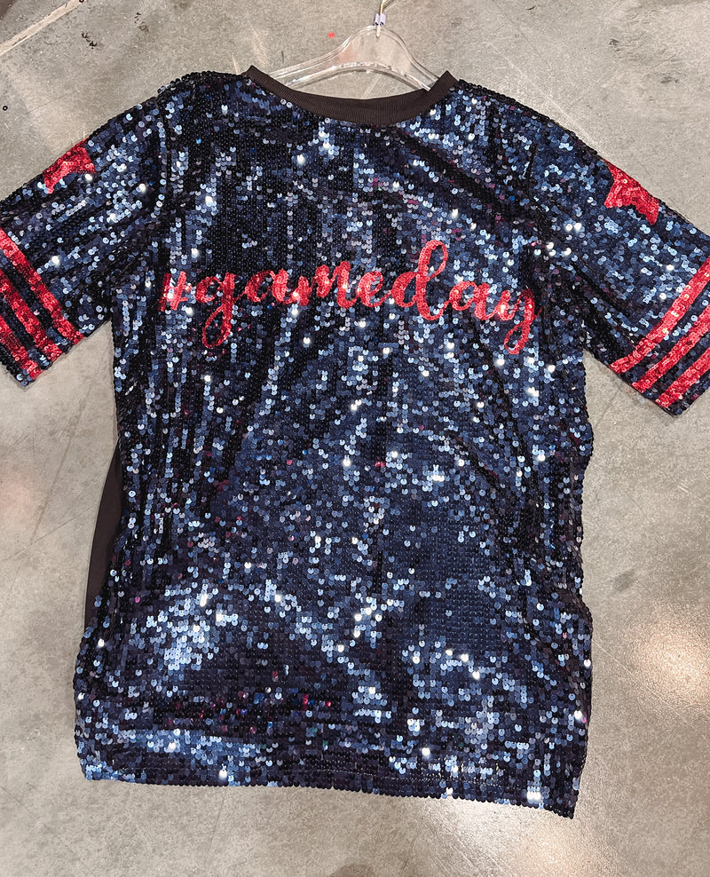 Sparkle Jersey - Navy + Red