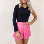 Pleated Pink Shorts
