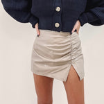 Meredith Ruched Mini Skirt - Tan