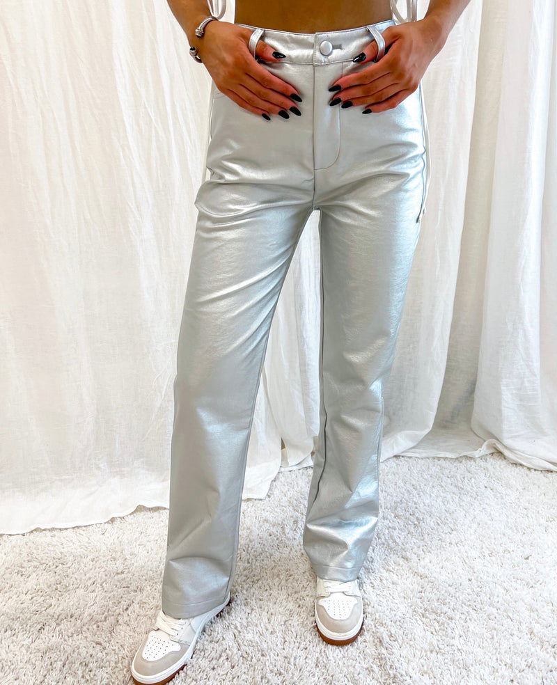 BuddyLove | Travolta High-Rise Metallic Pants | Gold