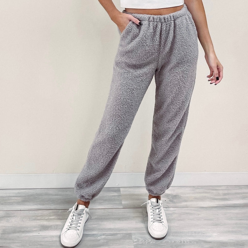 Grey teddy online joggers