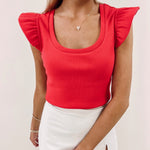 Ribbed Knit Top - Red