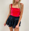 Red Faux Leather Bodysuit