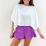 Smocked Flutter Shorts - Purple