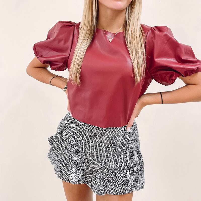 Diana Leather Puff Top