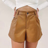 Paige Brown Faux Leather Shorts