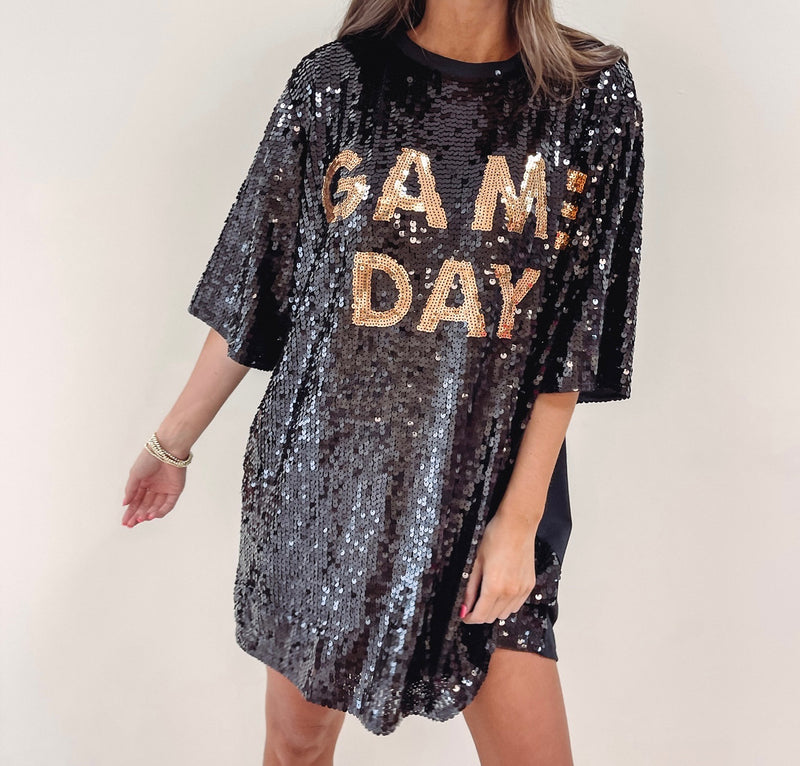 Game Day Sparkle Jersey - Black/Gold