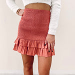 Rylee Smocked Skirt - Burnt Orange