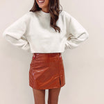 Rust Liquid Leather Skirt